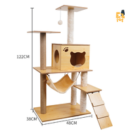 EZPET🐱 Wooden Cat Tree Series Premium Sisal Cat Tree Scratcher 3 Levels Cat Scratcher Pets Kitten Scratching Post Board