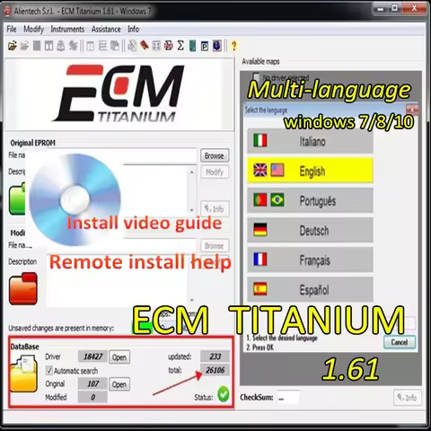 ECM TITANIUM 1.61 win7 xp No virtual machine / win 8 10 11 VMware For KT-/ AG K- ESS V2 With 18259+ 