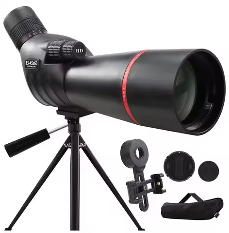 15-45x60 Spotting Scope BAK4 Prism FMC Green Coated for Bird Watching 15x – 45x Continuous Variable 