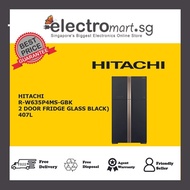 HITACHI 509L MULTI DOOR FRENCH BOTTOM FRIDGE R-W635P4MS - GBK (GLASS BLACK)