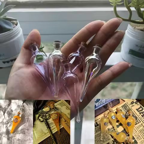 10X Colorful Vintage Magic Glass Wishing Drifting Bottle Cork Potion Lucky Transfer Amulet DIY Neckl