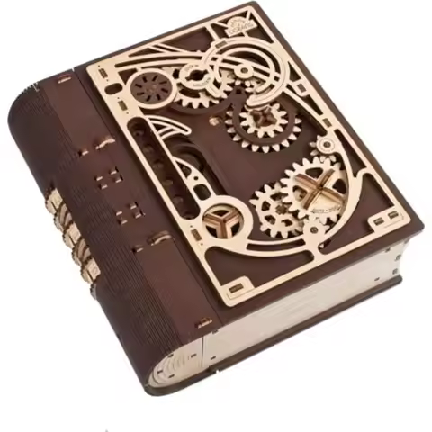 UGEARS Book of Secrets 3D Wooden Puzzles for Adults - Mechanical 3D Puzzle Model Kit - Brain Teaser 