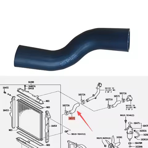 Radiator Inlet Hose for Toyota Hilux 2004-2012- 2011- Fortuner Innova 16572-0L030