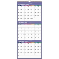Kalendar Dinding 2026 - Kalendar 3 Bulan 2026 Vertikal, Jan 2026 - Dis 2026, Kalendar Dinding 3 Bula