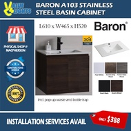 Baron A103 Stainless Steel Basin Cabinet 60CM Bathroom Vanity Sink with Storage Cupboard for Toilet 