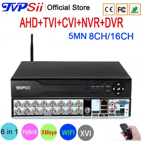5mp CCTV Camera H.265+ XMeye Audio Face Detection 5M-N 16CH 8CH 8 Channel 6 in 1 Hybrid Wifi Onvif N