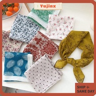 YUJINX Women's Silk Hair Scarf - Floral Print, Double-Sided, 58x58cm