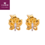 HABIB Riley White and Yellow Gold Earring, 916 Gold