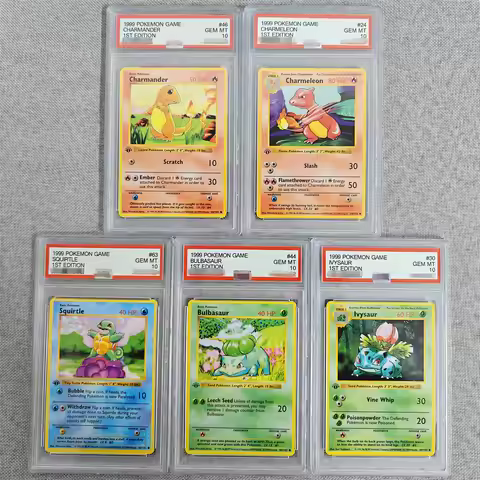 DIY PTCG Rating card 1999 Pokemon Game Charmander 1st Edition 46/102 Squirtle 63/102 Bulbasaur 44/10
