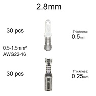 60Pcs Terminal Female Male Connector 2.8/4.8/6.3mm Butt Splice Terminals for Wire 12/18awg Crimp Cab