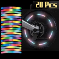20Pcs Rim Decorative Strips Stickers / Car Wheel Hub Reflective Dacal / Colorful Rainbow Luminous Sticker / Roadway Safety Reflective Strip / Bicycle Tyre Accessories