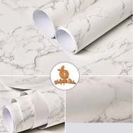 Wallpaper sticker dinding marmer putih 3d