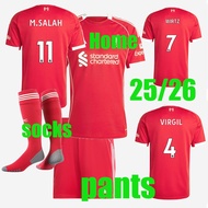 The Reds Mohamed Salah Darwin Nunez 25/26 LiVerPools Home Soccer Jersey suits（with pants and socks）V