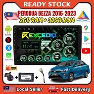(Free Reverse Camera)1 Set Perodua Bezza 2016-2023 Android Player QLED Screen 2GB Ram + 32GB with Ca