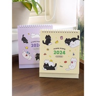 Korea Cute Cartoon Cat 2024 Desk Calendar Office Desktop Decoration Simple Calendar Planner Notepad