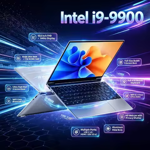 Intel Core i9 9900 15.6 Inch Slim Ultra Laptop 8C 16T 5GHz 32GB DDR4 512GB 1TB SSD 1920x1080 Gaming 