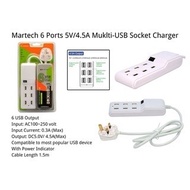 Martech 6 Ports 5V/4.5A Muklti-USB Socket Charger