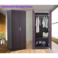 JHD [Bigger Size 180cm Height] 2 Door Wardrobe With 2 feet Length / Wooden Wardrobe Cabinet /  2 Door Wardrobe / Almari