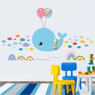 Adek Wall Sticker Whale Balloon Blue Fish Wall Sticker Wallsticker