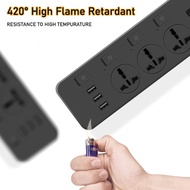 🍒 6-in-1  IQ Power Strip Charging Socket 3 USB, 3 Type-C Ports Surge Protector, 2M Extension Cord 3 