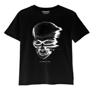 【Ori】 Someone T Shirt Glow In The Dark Black 357D Skull Kaos Pria