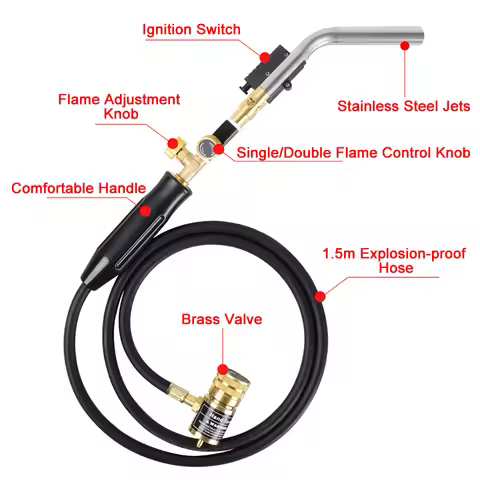 Mapp Gas Welding Torch Double Flame Jets Soldering Torch 3600° F Propane Welding Gun with Electronic