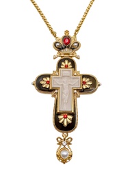 Nazareth Store Jesus Pectoral Cross Black Enamel Crystallized Red Stones Christian Priest Bishop Cru