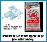 1 Pack Ice bag 4 x 12 size approx 100 pcs juice soft drinks bag