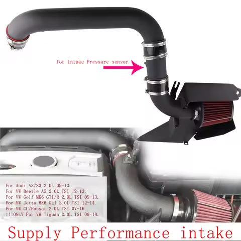 for VW Golf MK6 GTI/R 2.0L Audi A3/S3 09-13 CC/Passat 2.0 TSI 2.0L Cold Air Intake System Kit + RED 
