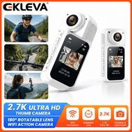 EKLEVA 2.7K Thumb Camera Mini Action Camera WiFi 180° Rotatable Lens Vlog Camera Portable Outdoor Cy