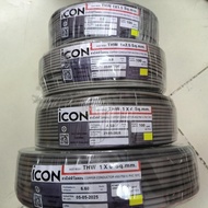ICON สายไฟ THW มอก.ใหม่ ทองแดงแท้ 1x1.5/2.5/4/6 sq.mm. ตัดเมตร 10/20/30/40/50/60/100M สีดำ/น้ำตาล/เข