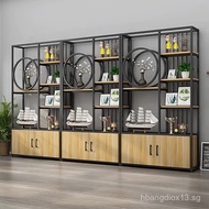 Hollow Partition Shelf Entryway Screen Bookshelf Office Cabinet Floor-standing Study Multi-layer Dis