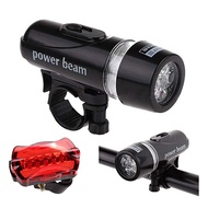 Bike Front Rear Light Set LED Flashlight Taillight Back Light Torch 5 LED Waterproof Powered Mountain Bikes Night Cycling Bicycle Kit Bike Accessories