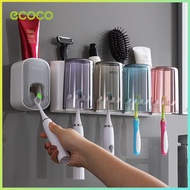 Ecoco ที่วางแปรงสีฟันติดผนังถ้วยน้ำยาบ้วนปากที่วางแปรงสีฟันมัลติฟังก์ชั่นที่เก็บของในห้องน้ำ