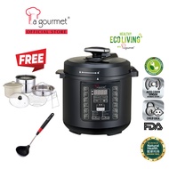 La gourmet Healthy Electric Pressure Cooker 6L with Full Accessories Set (Free La gourmet Silicone Ladle worth RM119)