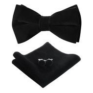 PACGOTH Bow Ties for Men Pre-Tie Bow Ties Vintage Tuxedo Velvet Bow Ties Cufflinks Pocket Square Set