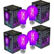 TITO 4 Pack E26 A19 Dimmable Filament LED Black Light Bulbs, UVA 395nm 6W Blacklight Bulb 100W Equiv