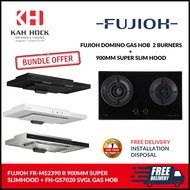 FUJIOH FR-MS2390 R 900MM SUPER SLIMHOOD + FH-GS7020 SVGL BLACK GLASS GAS HOB BUNDLE