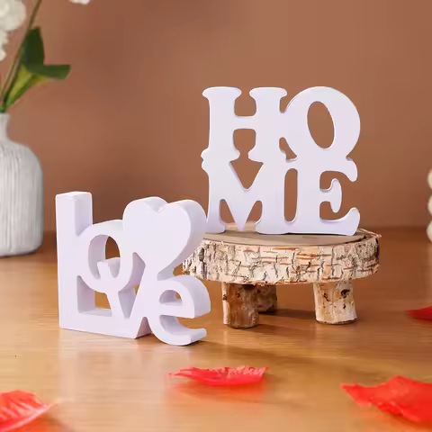 1PC, white double-layer heart-shaped LOVE/HOME letter decorative item