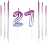 Mciskin 27th Birthday Number Candles Decorations Colourful 27 Candles with Pink Purple Long Candles 