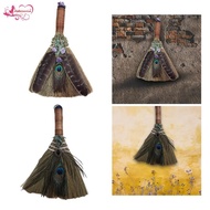 Abbraccia Hanging Witch Altar Broom Feather Altar Decoration for Wall Halloween Sign