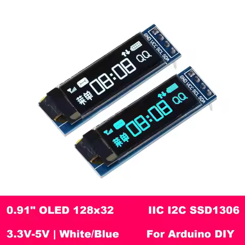 0.91 Inch 0.96 Inch OLED Display Module I2C SSD1306 SSD1315 128x32 128x64 for Arduino ESP32 Raspberr
