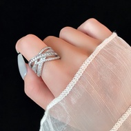 Multi-layer CZ-encrusted Rotatable Silver Ring (APM-style "Fortune Spinning" Design) Fashion Jewelry