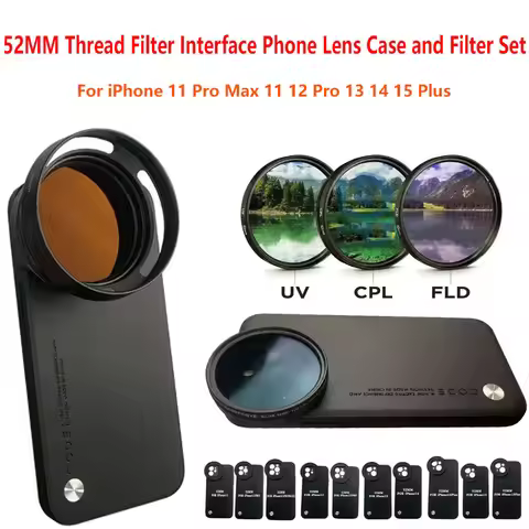 52MM Thread Filter Interface Phone Lens Case With Universal CPL UV FLD Filter For iPhone 11 Pro Max 