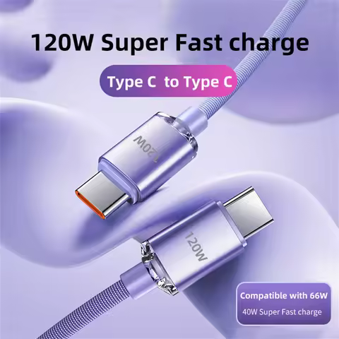 120W Charger Type-C To Type C Cable USB Type-C Wire Super Fast Charging Cable Type C Cord For Macboo