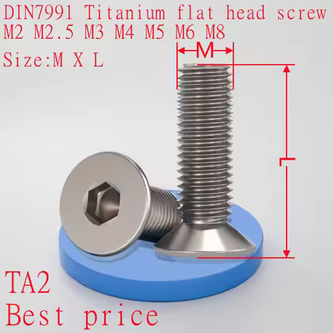 5pcs-10pcs/lot DIN7991 M2 M2.5 M3 M4 M5 M6 TA2 Titanium hex socket flat countersunk head screw
