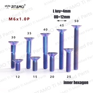 RTAMO Titanium Gr5 M6x10 12 15 20 25 30 35 40 45 50 Standard Countersunk Flat Head Bolt