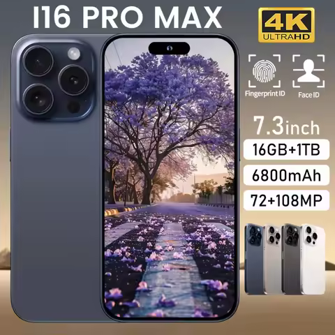 Global Version I16 Pro Max Smartphones Cellphones Android 14 6.8 inch Screen 12+512GB 13+24MP Mobile