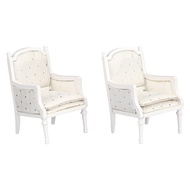 Wooden Dollhouse Armchairs, Set of 2, Dinning Lounge Chairs for Doll Houses, Miniature Furniture, 3 