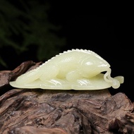 秒殺價 天然新疆和田玉若羌黃口料蜥蜴手把件擺件把玩件